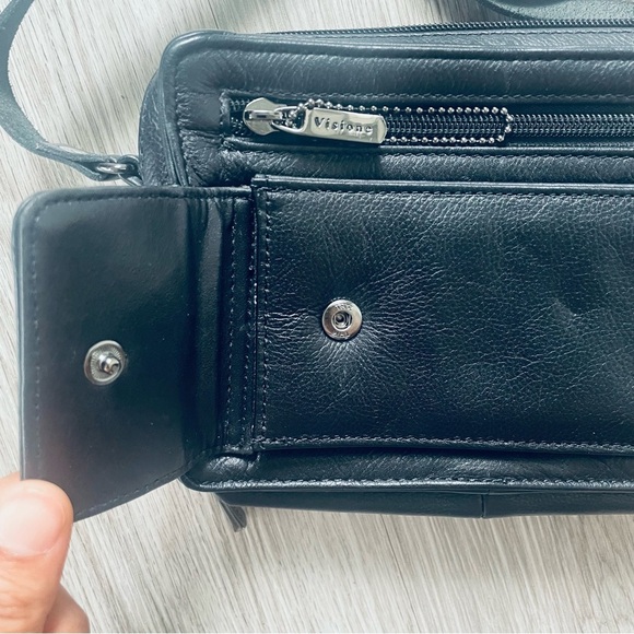 VISIONE CROSSBODY BLACK LEATHER WOMEN VINTAGE BAG - Picture 3 of 8